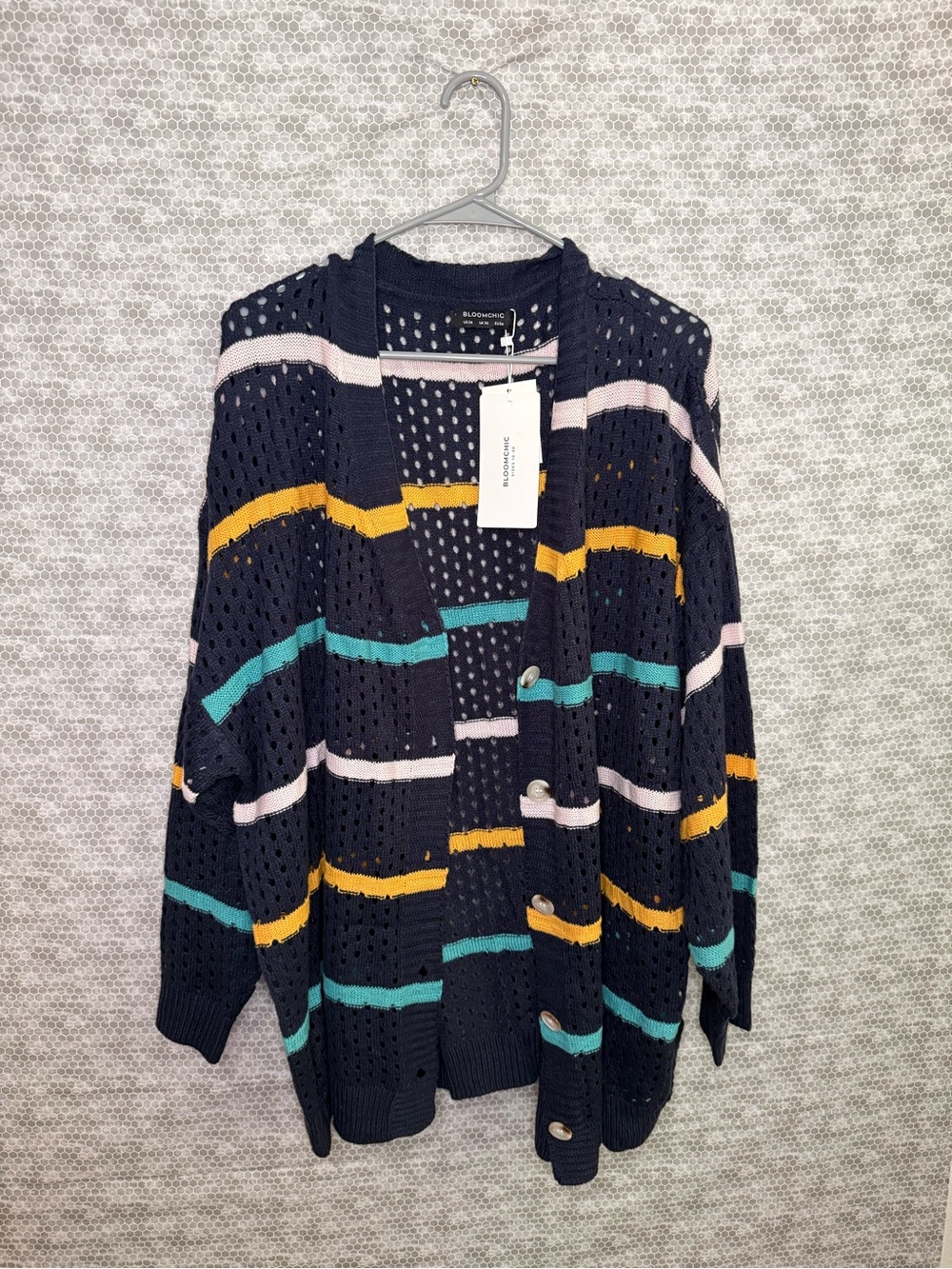 NWT Bloomchic Women's Plus 26 4x Blue Cardigan Sweater Long Sleeve